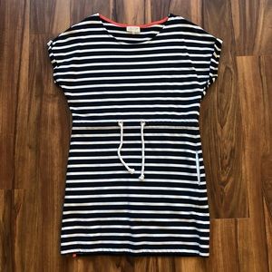 Avaleigh Nautical Navy White Stripe Dress Pockets
